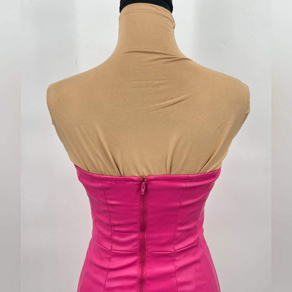 Faux leather hot pink rhinestone mini dress S Barbiecore party club Vegas Bday - Picture 7 of 16